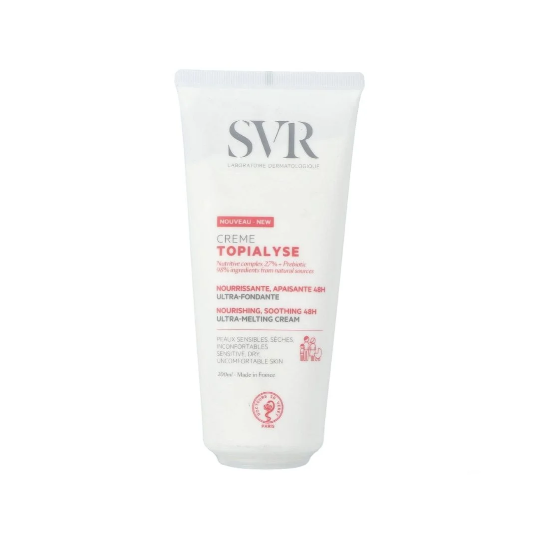 SVR Topialyse Crème Emolliente 200ml pour hydratation et apaisement des peaux sèches.