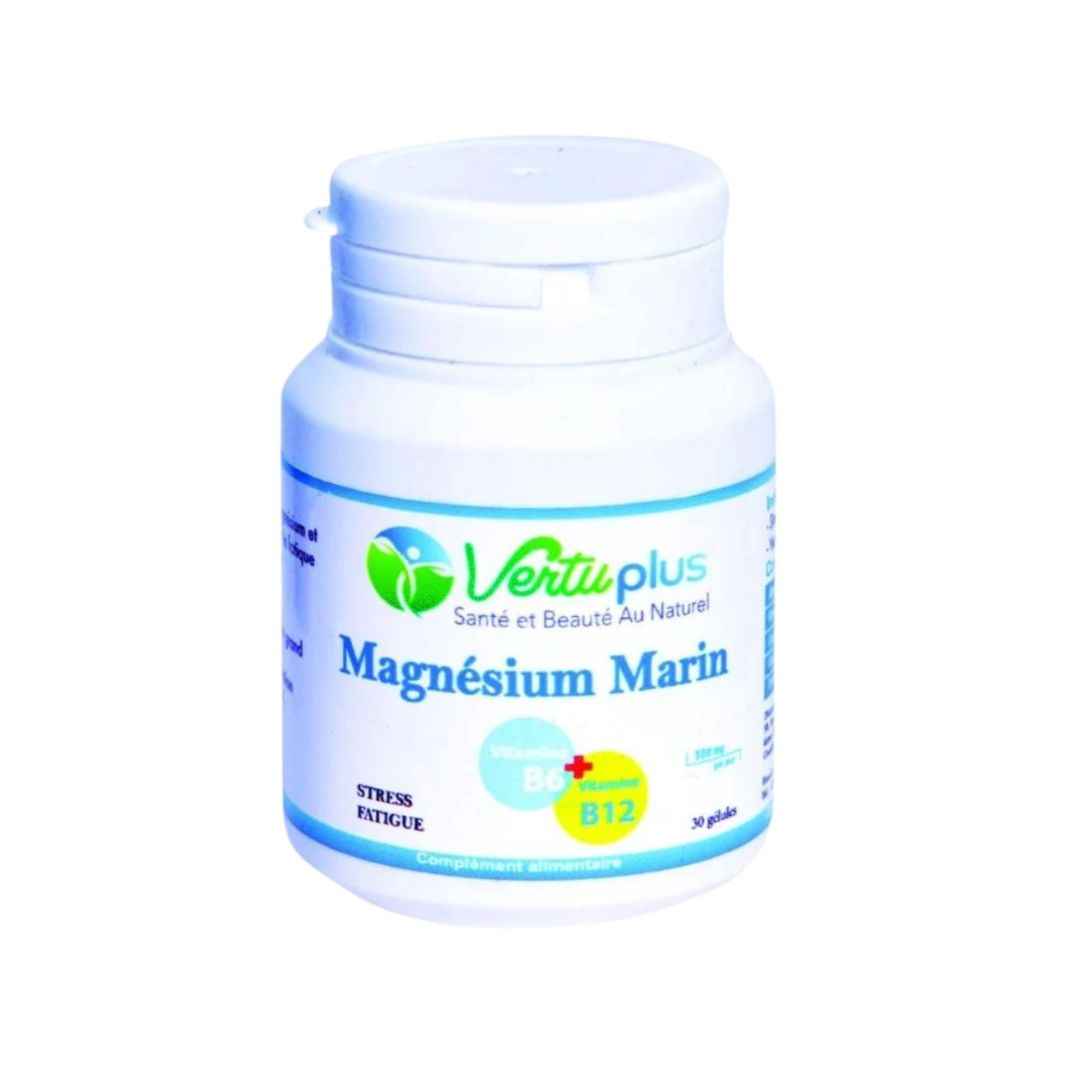 VertuPlus Magnésium Marin Vitamines B6 & B12 Stress & Fatigue – 30 Gélules